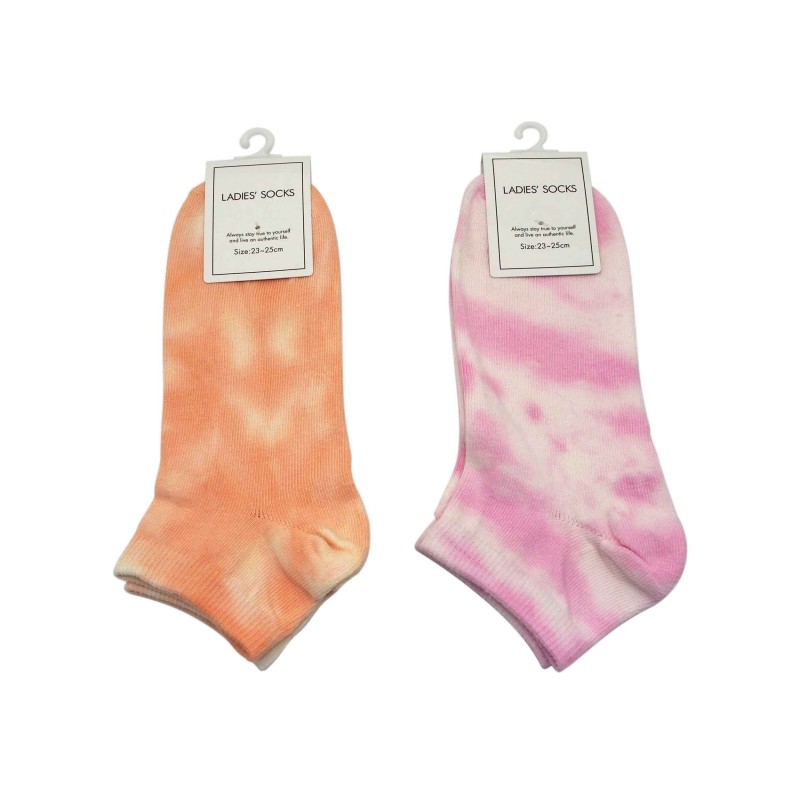 Ladies Ankle Socks Pastel Mix Orange Pink 23-25cm